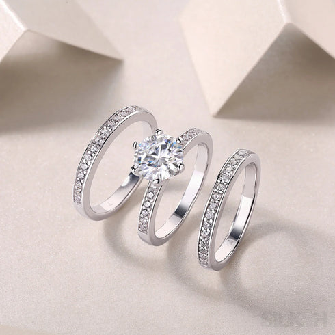 2 Carat Moissanite Sterling Silver Engagement Wedding Ring